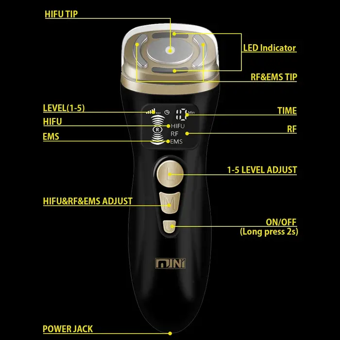 2.0 Mini HIFU Machine soins de la peau du visage EMS microcourant pour le raffermissement