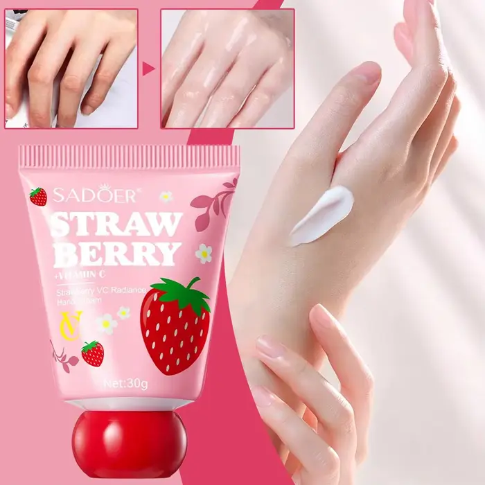 2 pièces de crème pour les mains à la fraise VC