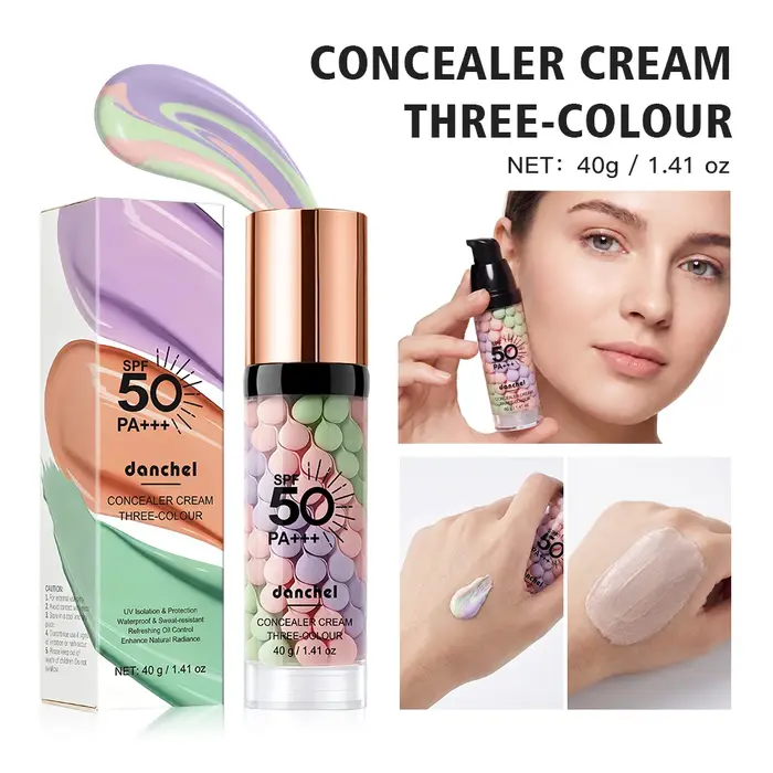Base de Maquillage Tricolore Protectrice Hydratante Translucide Correctrice Anti-Grumeurs Trois-en-U