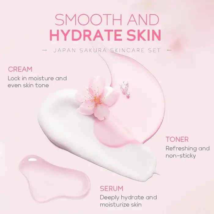 Sakura-Ensemble de soins de la peau pour femmes et filles, kit de nettoyage en profondeur, hydratant