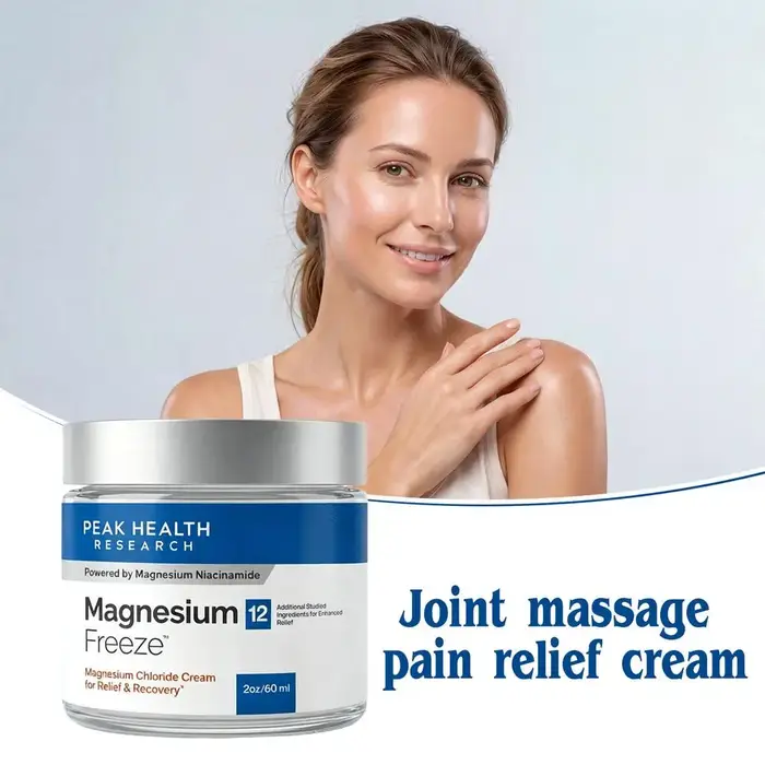 Crème Hydratante Magnésium 12 60ml par Peak Health Research Hydrate en profondeur, apaise la peau, crème apaisante pour le corps.