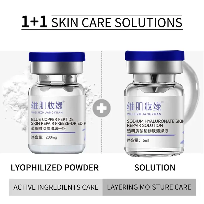 Ensemble de lyophilisation au Peptide de cuivre bleu, poudre lyophilisée, améliore les rides, Essenc