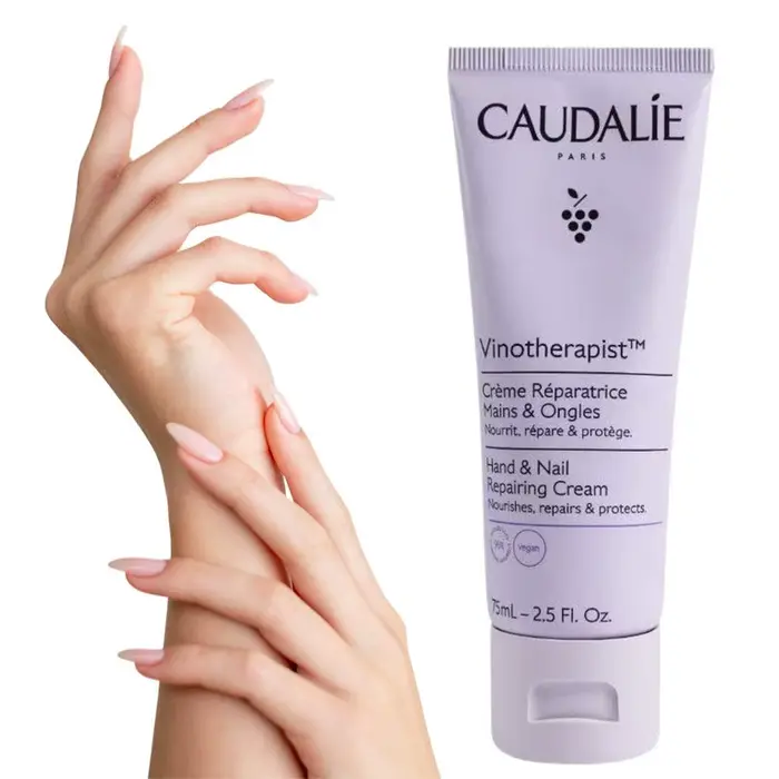 CAUDALIE Vinotherapist Crème Réparatrice Mains et Ongles 75ml Crème Hydratante et Nourrissante aux Pépins de Raisin Soin Peaux Sèches