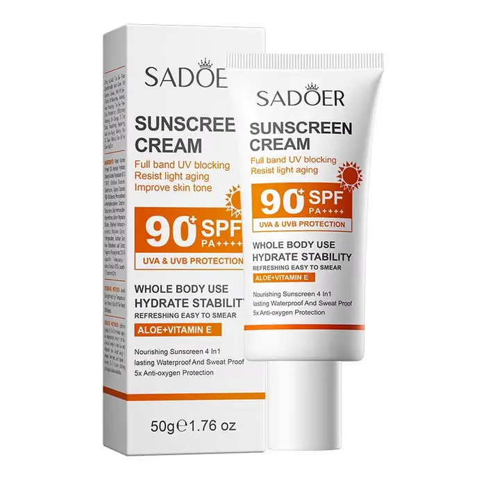 Crème solaire visage et corps Sadoerspf90+, un produit de protection solaire pour le visage aux prop