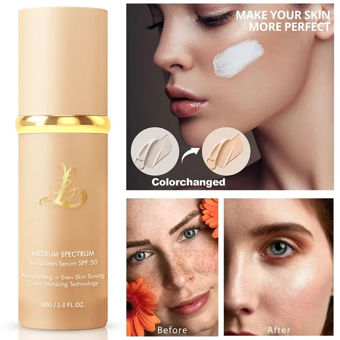 30g 4 en 1 Ultra Blends fond de teint à couleur changeante larges spectres SPF50 correcteur de protection solaire pour les femmes