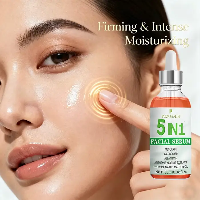 Sérum facial 5-en-1 hydratant et nourrissant, adapté aux peaux sèches et rugueuses, convient à tous 