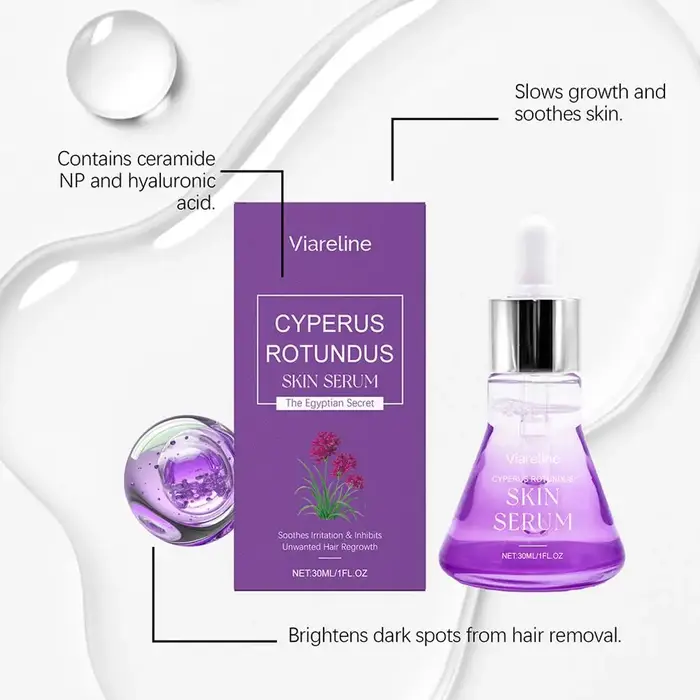 Sérum pour la peau au Cyperus Rotundus 30 ml – Essence naturelle inhibitrice et éliminatrice de poils