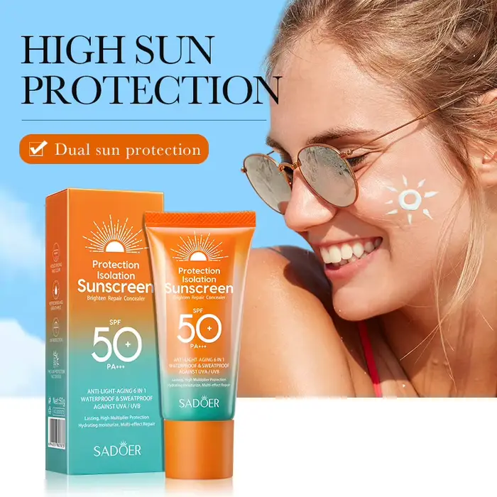 SADOER Spf 50+ crème solaire pour protection faciale soin