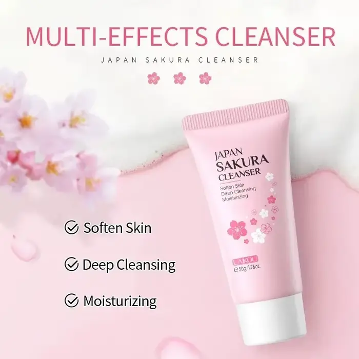 LAIKOU Sakura nettoyant doux nettoyage en profondeur contrôle de l'huile hydratant rétrécit les Pores visage soins de
