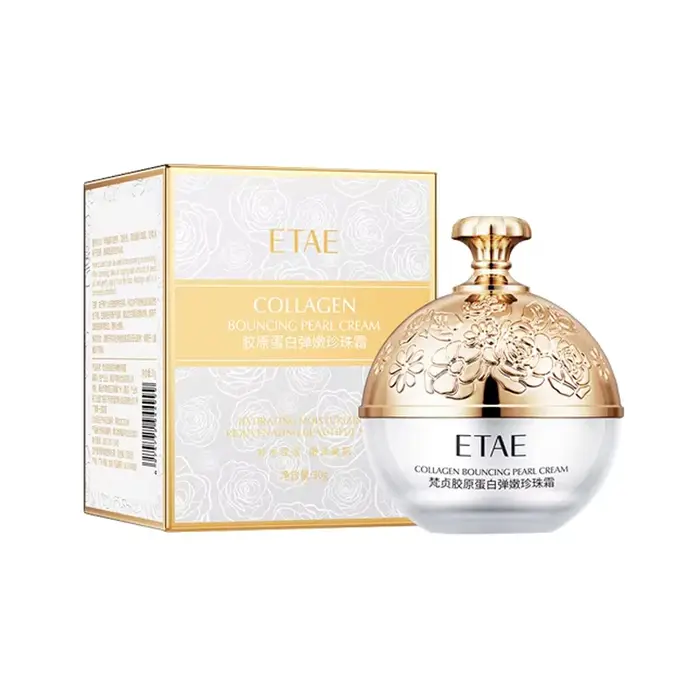 Crème Visage Collagène Perle Raffermissante Anti-rides Hydratante Lissante Éclaircissante au Caviar – Produit Coréen de Soin de la Peau