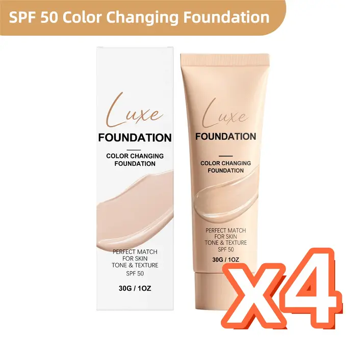 Fond de teint changeant de couleur SPF 50, couvrance naturelle, fond de teint liquide ajustable, léger, longue tenue, base de maquillage pour tous les types de peau