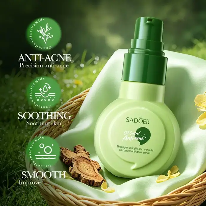 Sérum Anti-Acné à l'Acide Salicylique, Centella, Niacinamide, Contrôle du Sébum, Affinage des Pores, Essence Visage Hydratante et Lissante, Soin de la Peau