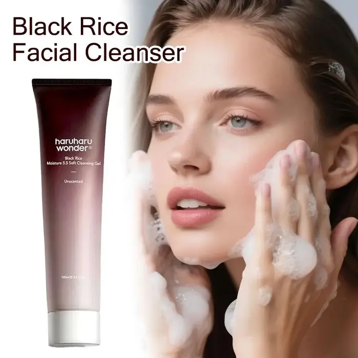 Haruharu Wonder Gel nettoyant au riz noir 100 ml - Hydrate lisse la peau élimine l'huile et la saleté nettoie en profondeur les pores légèrement acide