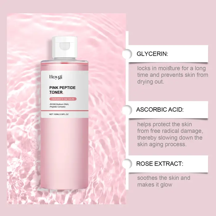 Tonique à l'essence de Rose brillant pour la peau