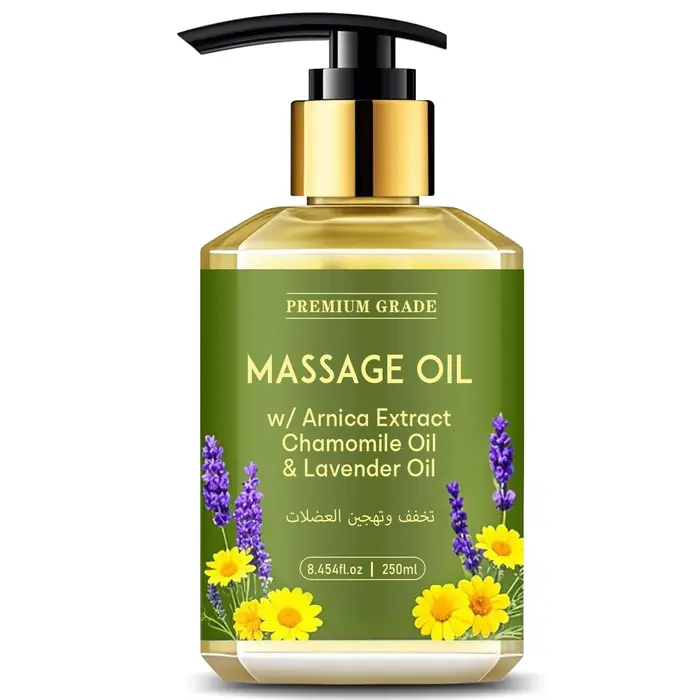 L'huile de massage à l'huile essentielle de camomille et de lavande nourrit la peau, déteste l'espri