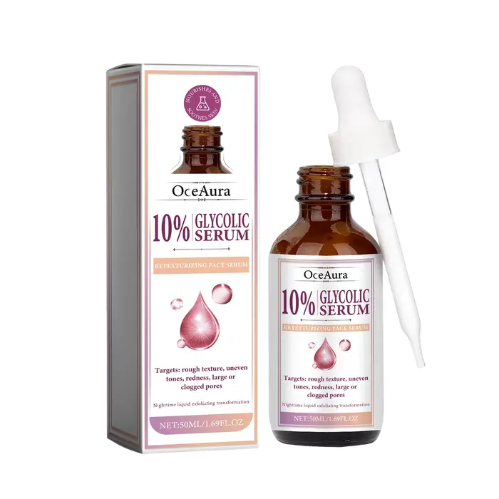 Solution tonique à l'acide glycolique 10%, estompe les ridules, sérum raffermissant pour le visage, 