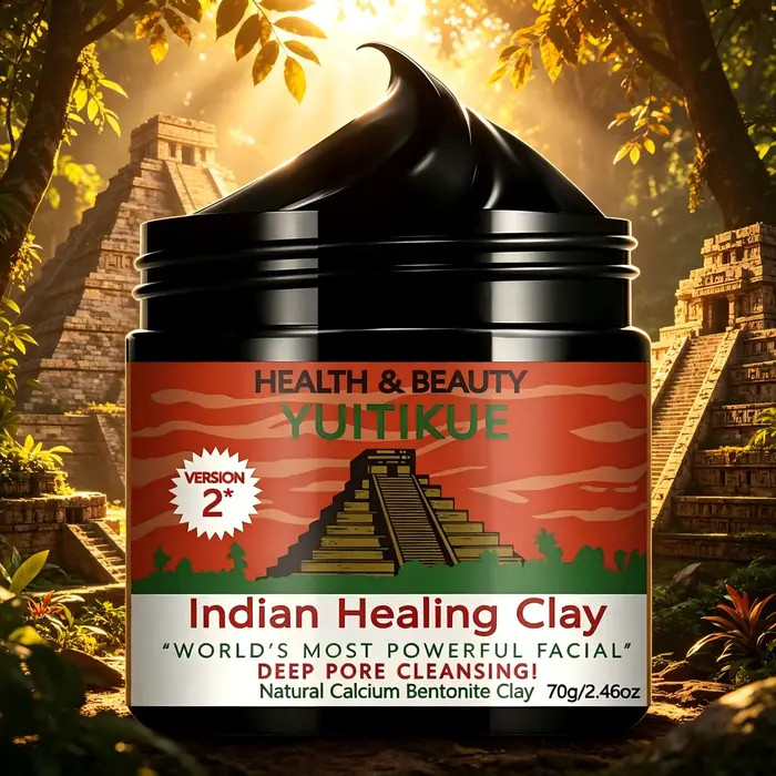 Masque de soin à l'argile indienne YUITIKUE, bentonite de calcium naturelle, masque facial nettoyant