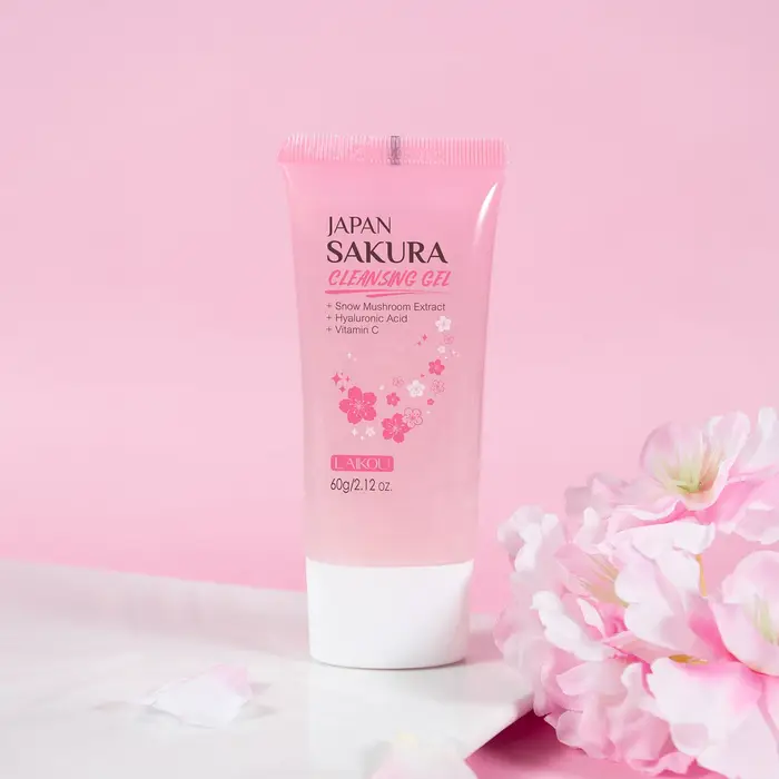 Gel nettoyant LAIKOU Japan Sakura 60g, nettoyant pour les pores, hydratant, lissant, nettoyant doux 