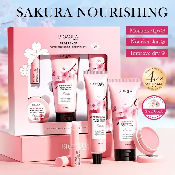 Ensemble de soins hydratants et luxueux Sakura Body Lotion
