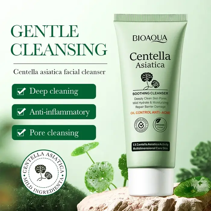 BIOAOUA Nourrissant Centella Asiatica Nettoyant pour le visage pour une nettoyage en profondeur des 