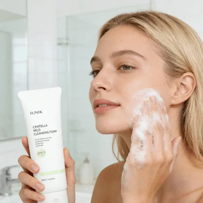 Ensemble de soins pour la peau coréen IUNIK bêta-glucane Centella Asiatica nettoyant pour le visage et Gel hydratant crème pour les yeux à la Propolis pour réduire les ridules