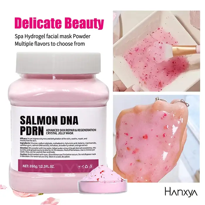 Masque Visage en Poudre de Gelée ADN de Saumon PDRN Acide Hyaluronique Vitamine C Collagène DIY Masques Végétaux Hydratation Profonde Nourrissant ﻿ 350g