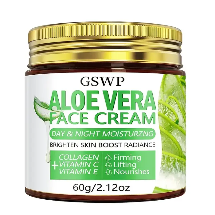 Crème hydratante à l'aloe vera GSWP. Hydrate jour et nuit, pour une peau plus éclatante. 60g/120g