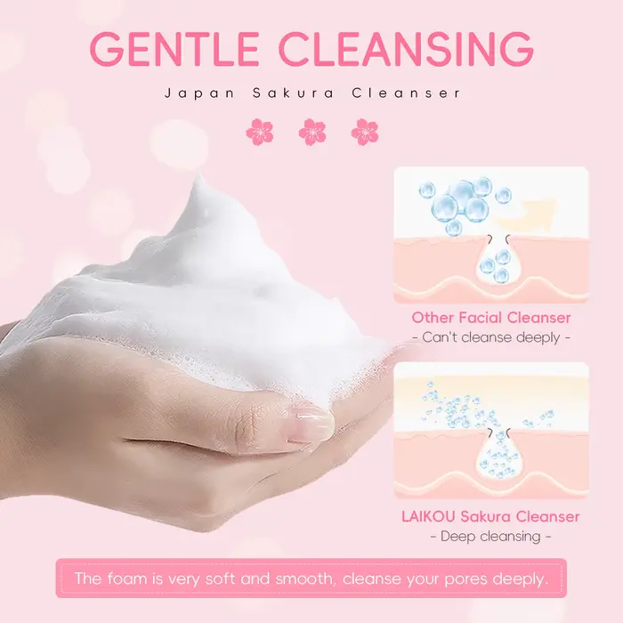 LAIKOU Sakura nettoyant doux nettoyage en profondeur contrôle de l'huile hydratant rétrécit les Pores visage soins de