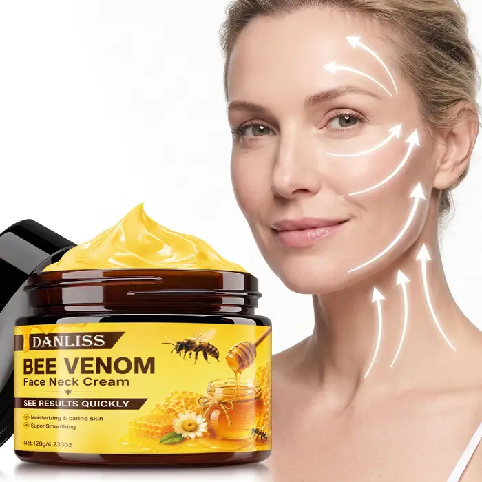 Crème visage et cou au venin d'abeille avec acide hyaluronique – Hydratant liftant, lissant et hydratant pour une amélioration visible du contour.