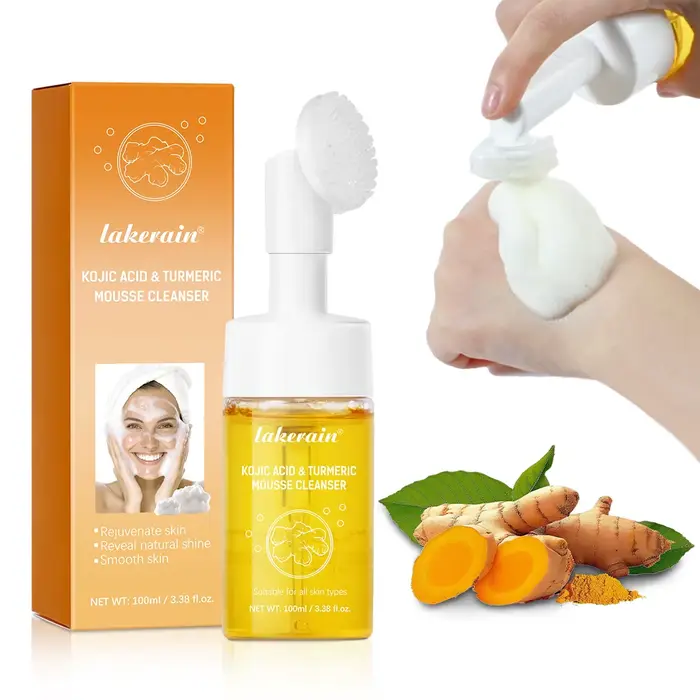 Yanerain-Mousse nettoyante au curcuma pour le visage, mousse éclaircissante, nettoyant pour le visag