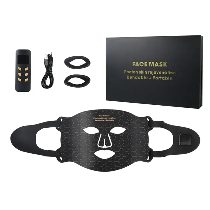 Masque de luminothérapie pour le visage 4 couleurs : Thérapie par lumière rouge et infrarouge proche pour le contrôle