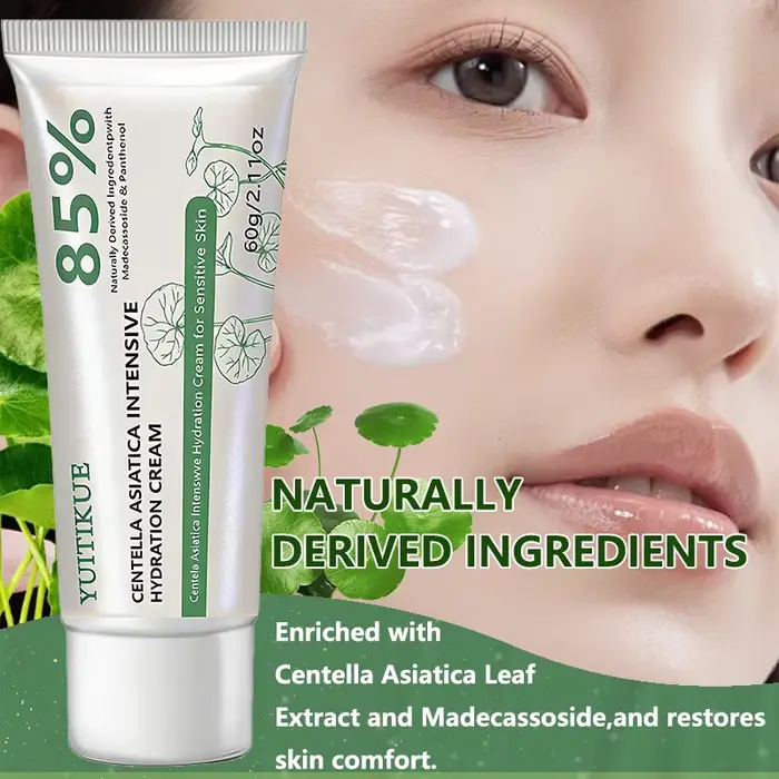Crème YUITIKUE à la Centella Asiatica 85% Hydratation Intensive Réparatrice pour Peaux Sensibles avec Panthénol 60g