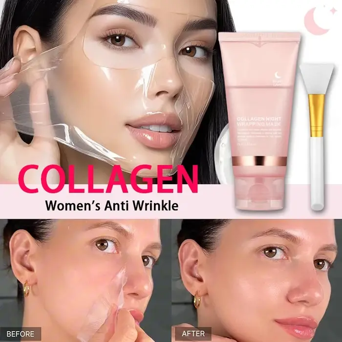 Masque Facial enveloppant au collagène coréen, élasticité, hydratation, réduit l'affaissement de la matité, soins pour la peau au collagène hydrolysé