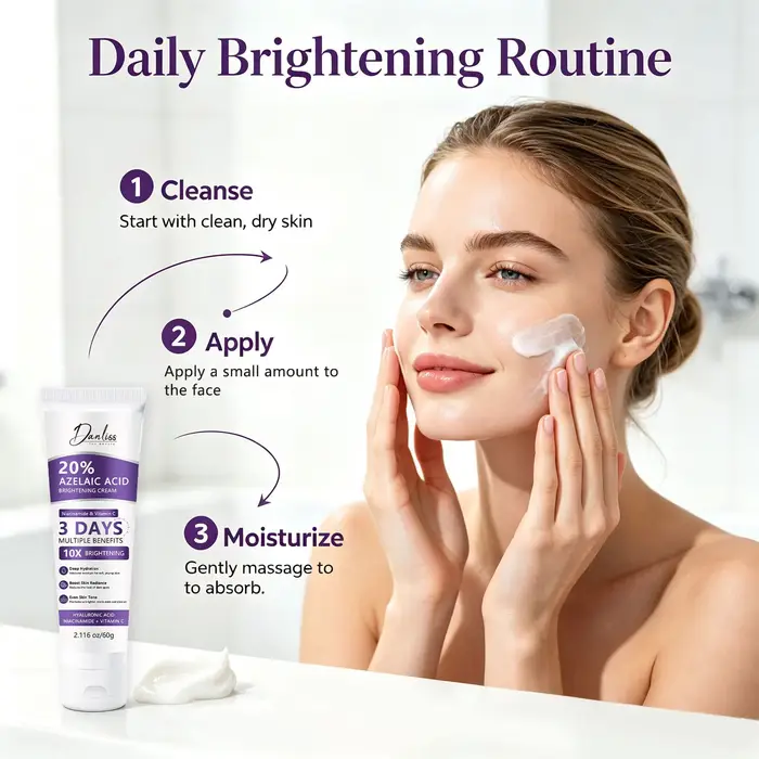 Crème éclaircissante à 20 % d'acide azélaïque – Formule intensive 10X pour une hydratation profonde, un éclat renforcé et un teint uniforme.