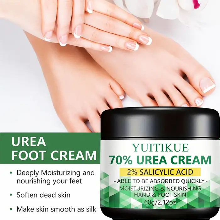 Crème pour les mains et les pieds YUITIKUE 70% d'urée, formule à 2% d'acide salicylique, crème hydratante et nourrissante pour les talons secs et rugueux, la peau des mains et des pieds