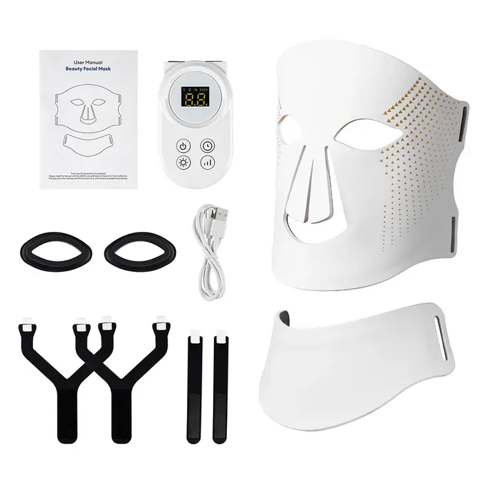 Masque facial LED sans fil en silicone avec 105 LED pour le cou, 7 couleurs, lumière photonique, raj