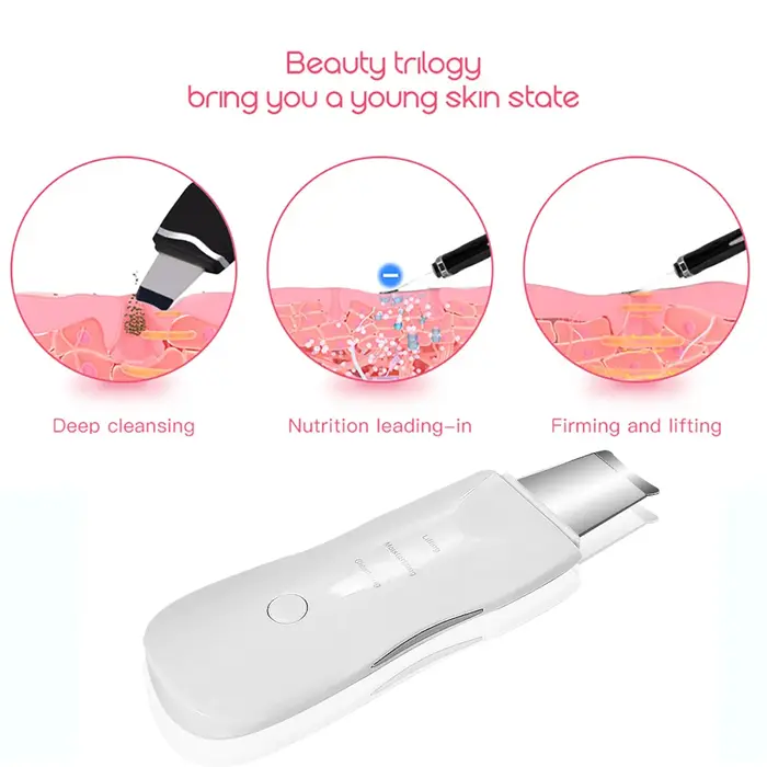 Épurateur de peau à ultrasons à vibrations profondes, nettoyeur de visage, masseur facial, exfoliant