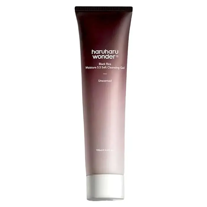 Nettoyant pour le visage au riz noir sans alcool, formule de Gel douce avec acide hyaluronique pour 