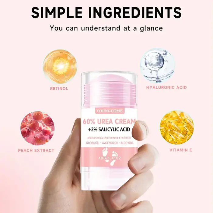 Crème à 60% d'urée + 2% d'acide salicylique pour les pieds et les mains, anti-dessèchement, élimination des peaux mortes, hydratante, parfumée, élimine les odeurs de pieds