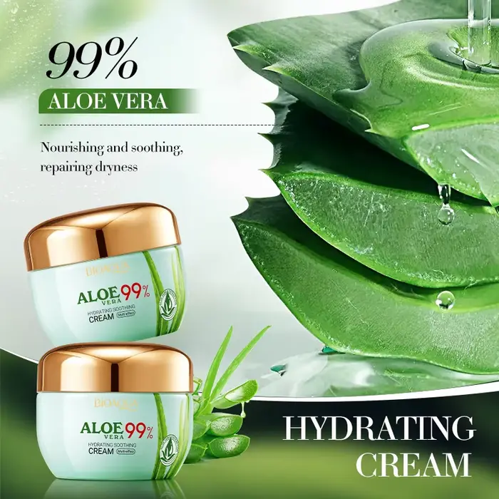 2 pièces/kit BIOAQUA Aloe Vera ensembles de soins de la peau crème pour les yeux du visage hydratant raffermissant
