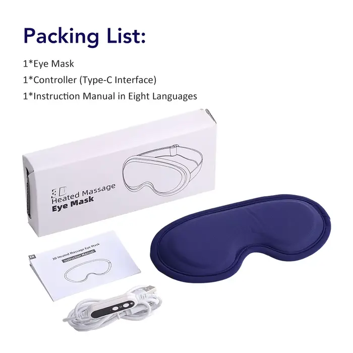 Masque Yeux Chauffant Masseur Oculaire 3D Vibration Compress Chaude Anti-Cernes Poches Occultant Aid