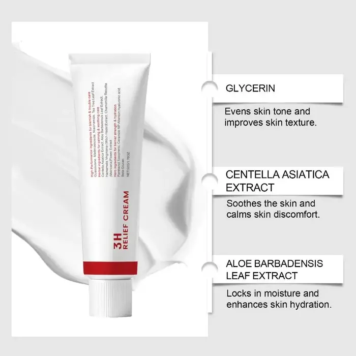 Crème apaisante à la Centella Asiatica 50g, crème réparatrice apaisante, récupération de la barrière cutanée, apaisement des rougeurs, soin des peaux sensibles et des imperfections, hydratation de la 