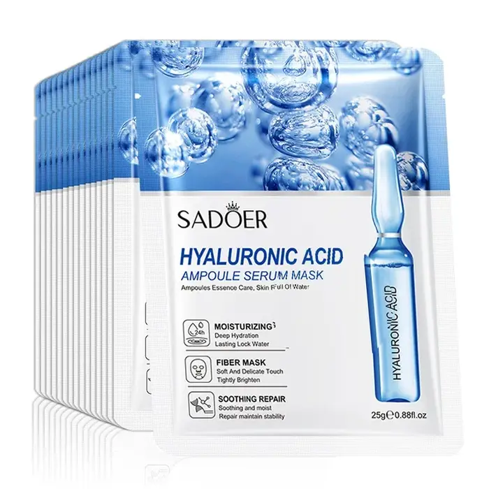 10 pièces SAODER acide hyaluronique masques pour le visage soins de la peau raffermissant hydratant