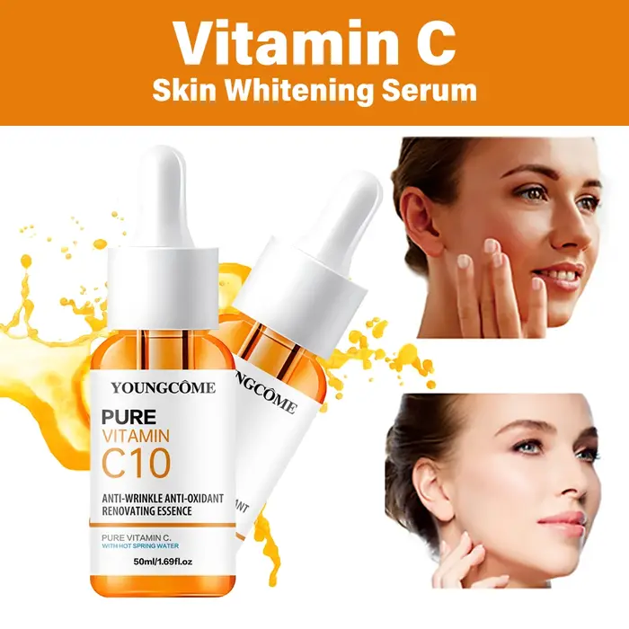 Vitamine C Essence pour le visage acide hyaluronique peau foncée éclaircir sérum estompe les ridules hydratant