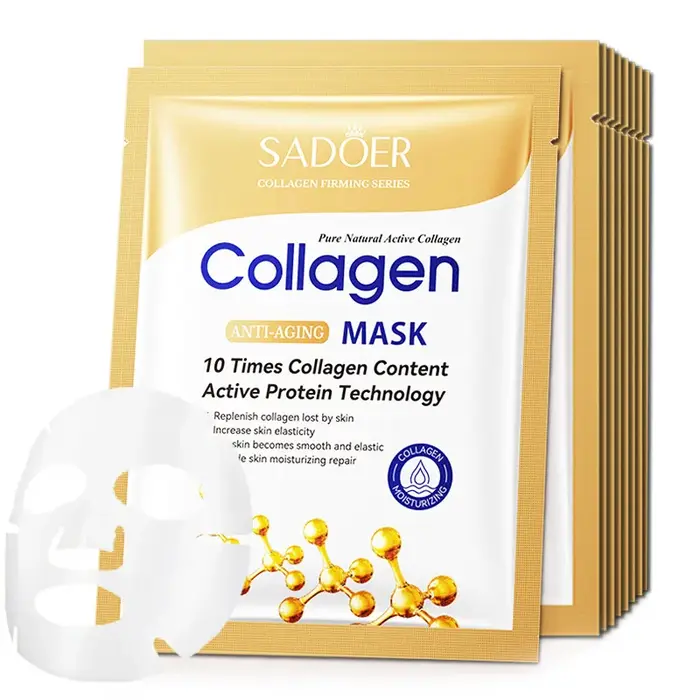 10 pièces Anti-rides collagène masque pour le visage hydratant Anti-âge rides blanchissant soin de la peau feuille