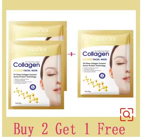 Lot de 10 masques faciaux coréens au collagène anti-rides – Atténue les ridules, anti-âge, raffermit