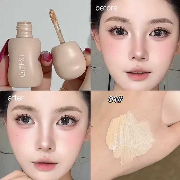 QIBEST – crème anti-cernes liquide naturelle, 4 couleurs, hydratant, imperméable, couverture contre 