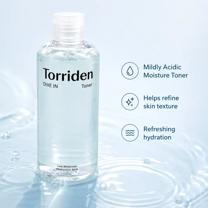 Torriden DIVE IN Tonique à l'acide hyaluronique à faible poids moléculaire 300 ml Eau hydratante et rafraîchissante pour le visage Hydratant Anti-dessèchement de la peau
