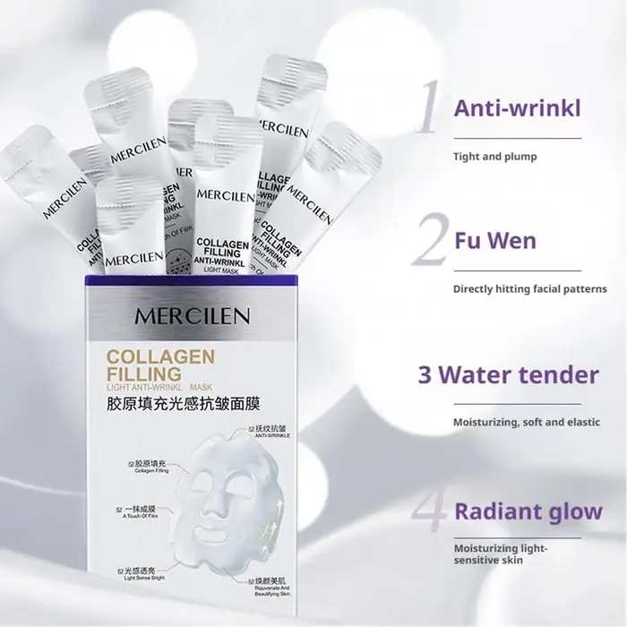 1 boîte de masques faciaux exfoliants au collagène Mercilen