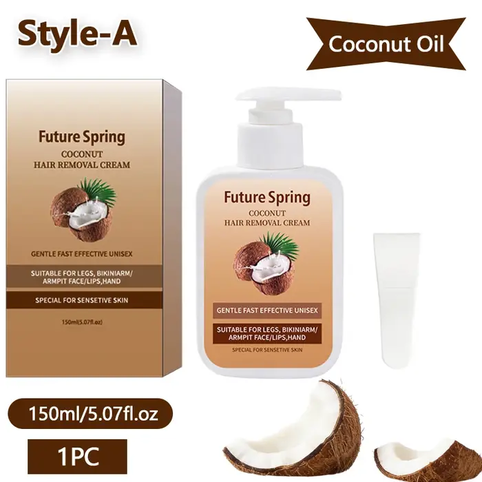 Crème dépilatoire à la noix de coco 150 ml avec avocat, douce pour les peaux sensibles, hydratante, 